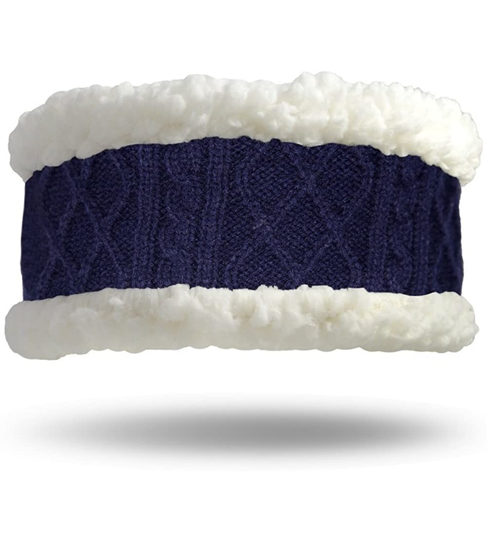 Cold Weather Headbands adult one size cozy winter headband - Cable Knit Navy - CC18DKN4NX7 $24.48