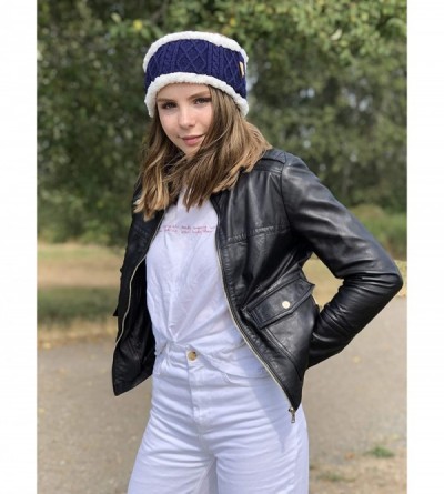 Cold Weather Headbands adult one size cozy winter headband - Cable Knit Navy - CC18DKN4NX7 $24.48