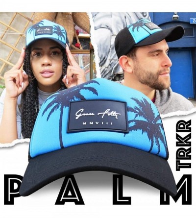 Baseball Caps Foam Trucker Hat Snapback Mesh Baseball Cap for Men or Women - Palm- Teal Blue - CP18UW6MK7C $18.79