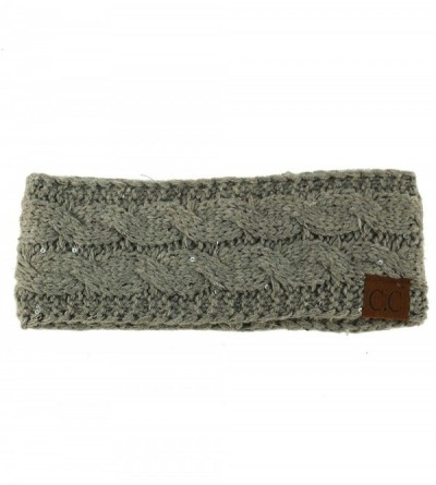 Cold Weather Headbands Winter Fuzzy Fleece Lined Thick Knitted Headband Headwrap Earwarmer - Sequins Lt. Melange Gray - C318I...