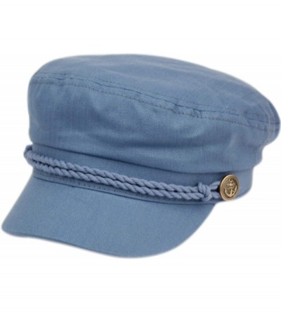 Newsboy Caps Men's Summer Cotton Greek Fisherman Sailor Fiddler Driver Hat Flat Cap - Indigo Blue - C418TCQQUE2 $29.67