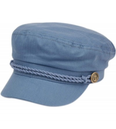 Newsboy Caps Men's Summer Cotton Greek Fisherman Sailor Fiddler Driver Hat Flat Cap - Indigo Blue - C418TCQQUE2 $11.44