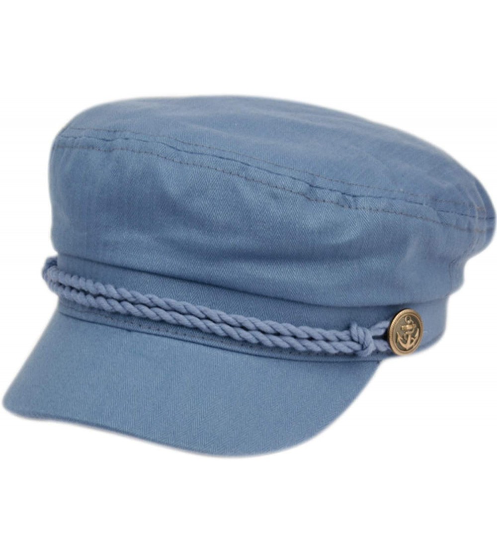 Newsboy Caps Men's Summer Cotton Greek Fisherman Sailor Fiddler Driver Hat Flat Cap - Indigo Blue - C418TCQQUE2 $11.44