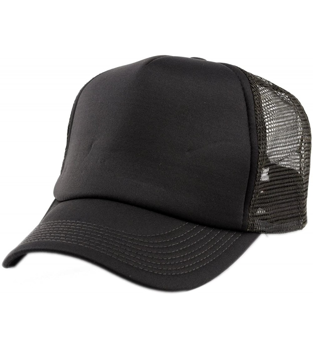 Baseball Caps Blank Mesh Adjustable Snapback Cotton 6-Panel Trucker Hat Cap - Brown - C311LZX4199 $17.33