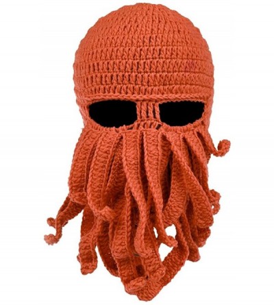 Skullies & Beanies Beard Hat Beanie Hat Knit Hat Winter Warm Octopus Hat Windproof Funny for Men & Women - Orange - CJ124RJEB...