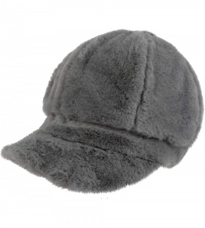 Newsboy Caps Faux Fur Cabbie Newsboy Hat - Gray - CG18IO7W0YT $36.35
