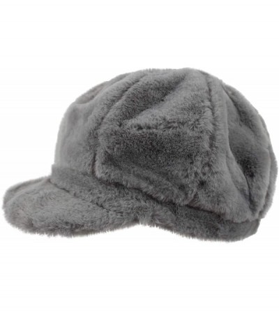 Newsboy Caps Faux Fur Cabbie Newsboy Hat - Gray - CG18IO7W0YT $21.72