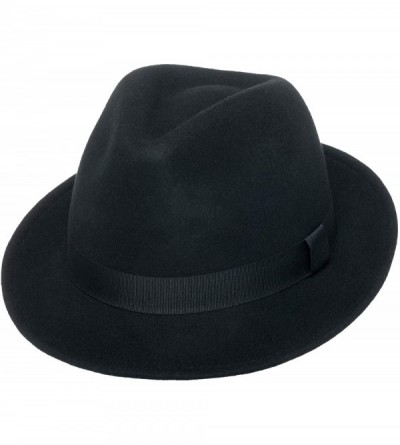 Fedoras York Crushable Wool Fedora Felt Hat- Silver Canyon- Black - Black - C818I6WH4RZ $94.74