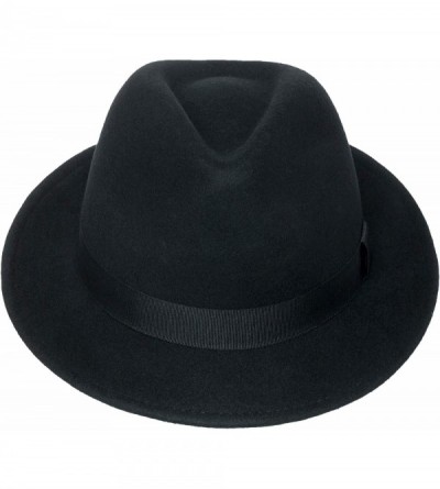 Fedoras York Crushable Wool Fedora Felt Hat- Silver Canyon- Black - Black - C818I6WH4RZ $45.12
