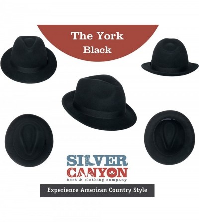 Fedoras York Crushable Wool Fedora Felt Hat- Silver Canyon- Black - Black - C818I6WH4RZ $45.12