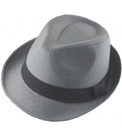 Fedoras Men's Cotton Fedora Black Band 2XL Charcoal Gray Grey - C711ZP19GHT $13.73