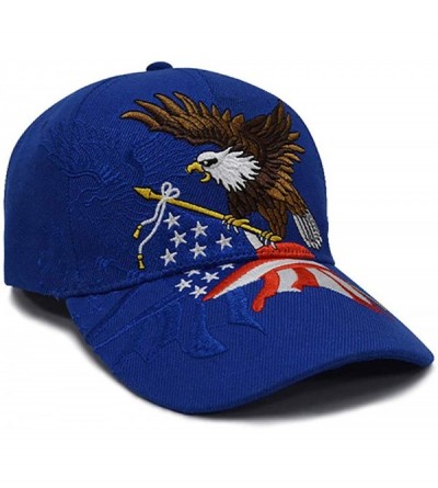 Baseball Caps America Flag Eagle Baseball Cap Hat Embroidery - Blue - C118XEKZKXI $11.69