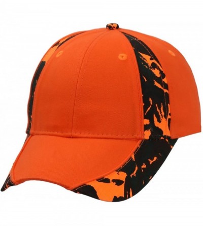 Baseball Caps Camoflage Piping Design Brushed Cotton Twill Low Profile Pro Style Cap Hat - Orange - CH11NBRRA35 $22.65