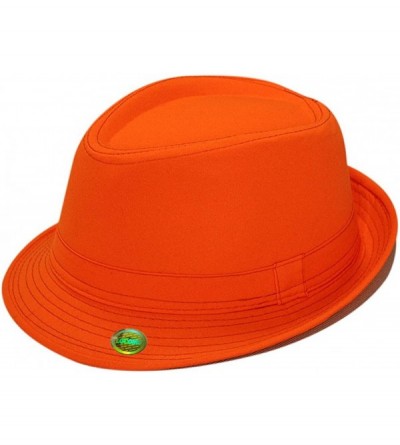 Fedoras Plain Color Fedora Short Upturn Brim Hat FFH312BLK - Orange - CY12O5MBBE2 $28.36