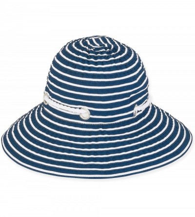Sun Hats Women's UPF Protection Adjustable Packable Wide Brim Sun Hat 2116 - Navy Blue - CZ18E7XELWM $18.64