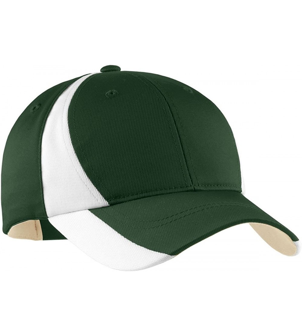 Baseball Caps Dry Zone Nylon Colorblock Structured Cap - Forest Green/White - CA113AEN5VF $10.46