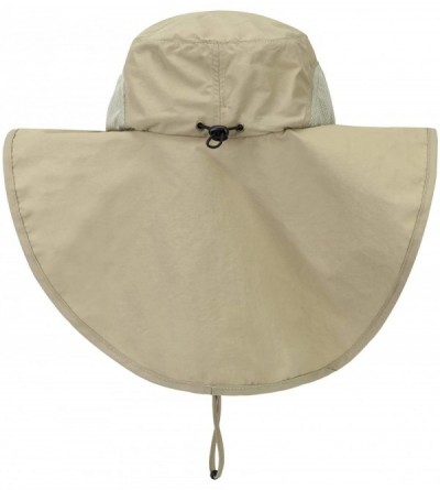 Sun Hats Outdoor Large Brim Fishing Hat with Neck Cover UPF 50+ Mesh Sun Hats - Khaki - C918Q93N5ZT $16.25