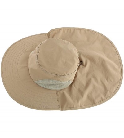 Sun Hats Outdoor Large Brim Fishing Hat with Neck Cover UPF 50+ Mesh Sun Hats - Khaki - C918Q93N5ZT $16.25