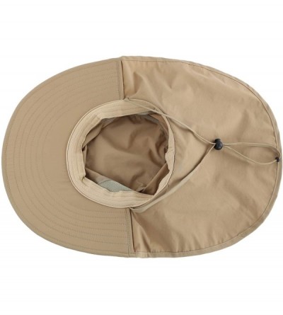 Sun Hats Outdoor Large Brim Fishing Hat with Neck Cover UPF 50+ Mesh Sun Hats - Khaki - C918Q93N5ZT $16.25