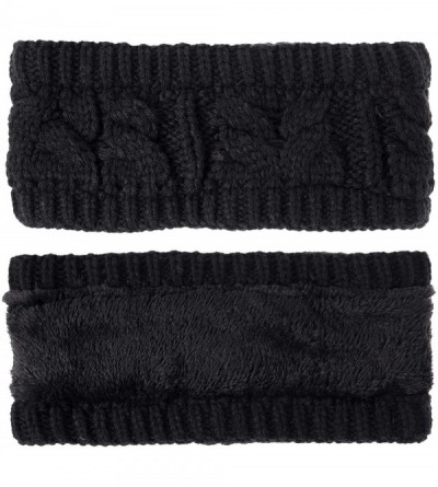 Cold Weather Headbands Womens Ear Warmers Headbands Winter Warm Fuzzy Cable Knit Head Wrap Gifts - Solid Color- Black(1 Pack)...