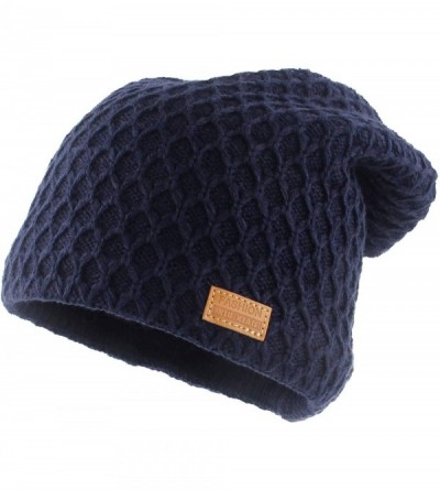 Skullies & Beanies Thick Warm Winter Beanie Hat Soft Stretch Slouchy Skully Knit Cap for Women - B-navy - CP18HQY9E6I $13.11