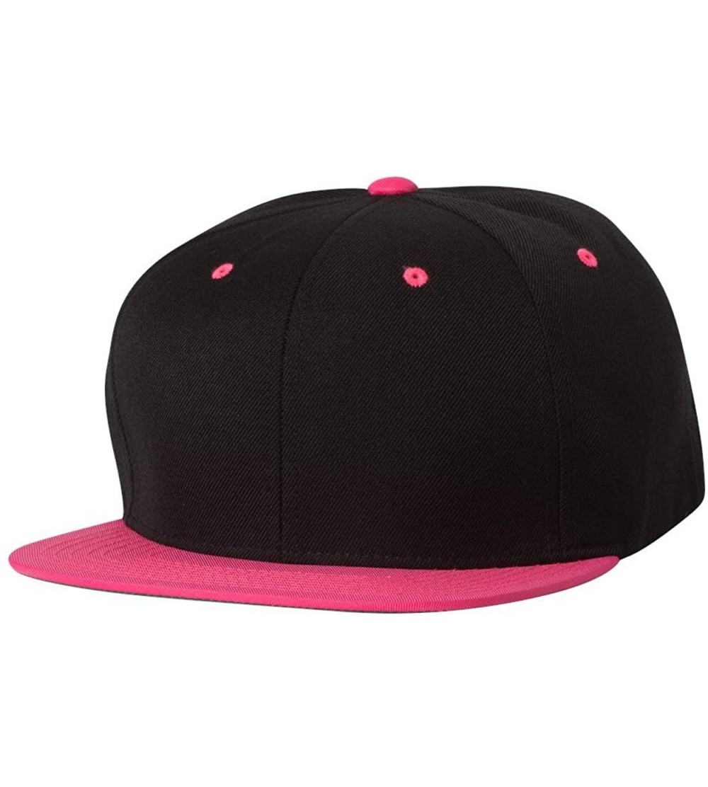 Visors 6-Panel Structured Flat Visor Classic Snapback (6089) - Black/Neon Pink - CH11NANF9ZB $11.15