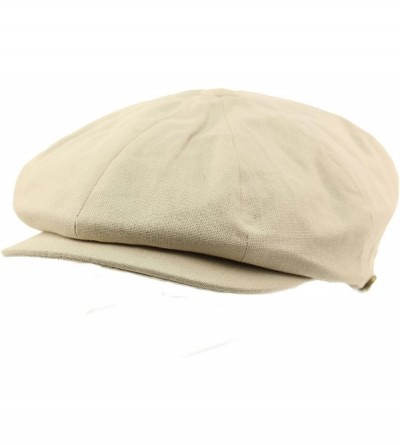 Newsboy Caps Men's 8 Panel Solid Plain 100% Cotton Snap Newsboy Drivers Cabbie Cap Hat - Stone - CK17Z4MWSLR $18.40