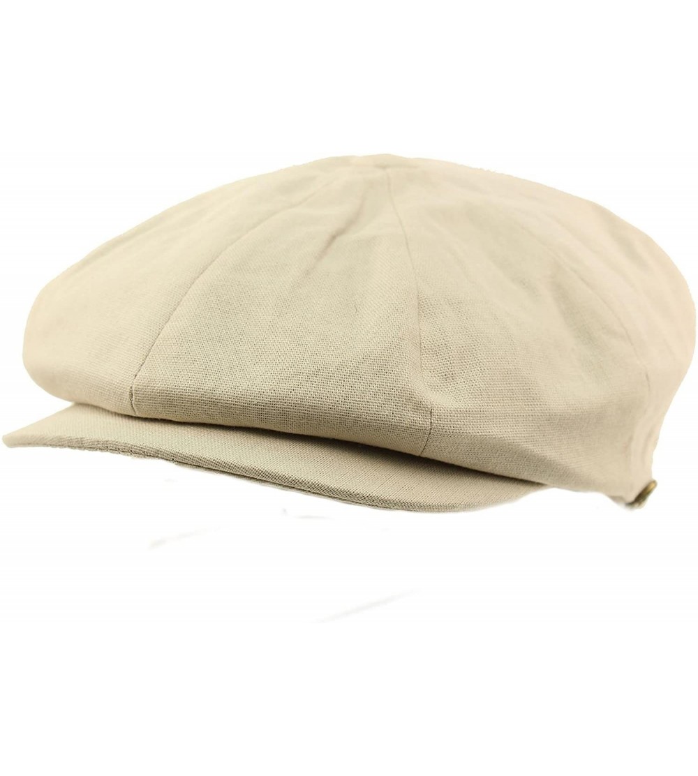 Newsboy Caps Men's 8 Panel Solid Plain 100% Cotton Snap Newsboy Drivers Cabbie Cap Hat - Stone - CK17Z4MWSLR $18.40