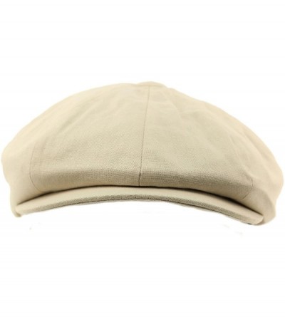 Newsboy Caps Men's 8 Panel Solid Plain 100% Cotton Snap Newsboy Drivers Cabbie Cap Hat - Stone - CK17Z4MWSLR $18.40