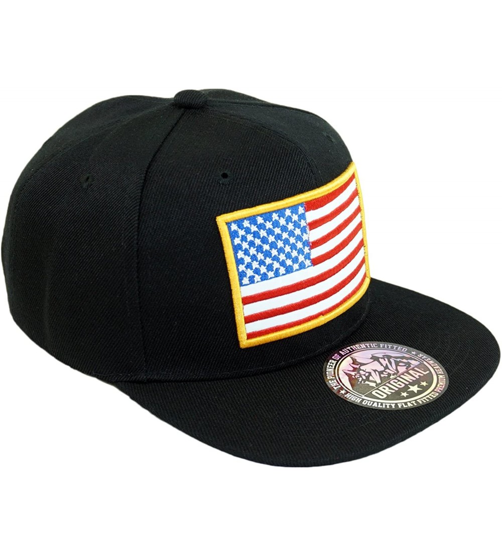 Baseball Caps USA Flag Patch Embroidery Snapback Hat America Flag Adjustable Baseball Cap - Black 02 - C018DU8MIQW $13.89