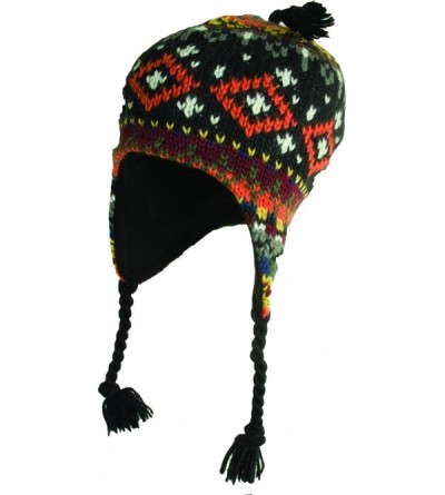 Skullies & Beanies Winter Multi Tone Wool Peruvian Hat - Black - CK11IHVMO3H $15.23