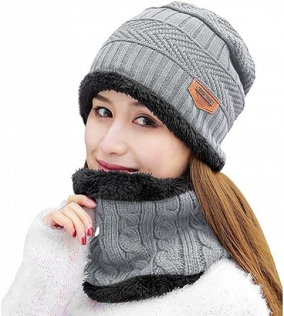 Skullies & Beanies Winter Beanie Hat Scarf Gloves Slouchy Snow Knit Skull Cap Infinity Scarves Touch Screen Mittens for Women...