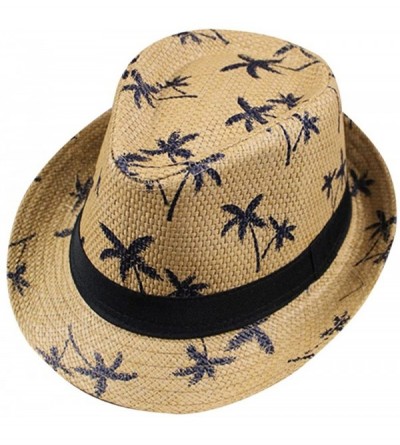 Sun Hats Womens Sun Hat Floppy Foldable Ladies Women Maple Leaf Straw Beach Summer Hat Cap - Khaki - CU18IQ7N524 $7.68
