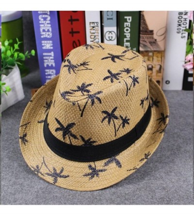 Sun Hats Womens Sun Hat Floppy Foldable Ladies Women Maple Leaf Straw Beach Summer Hat Cap - Khaki - CU18IQ7N524 $7.68