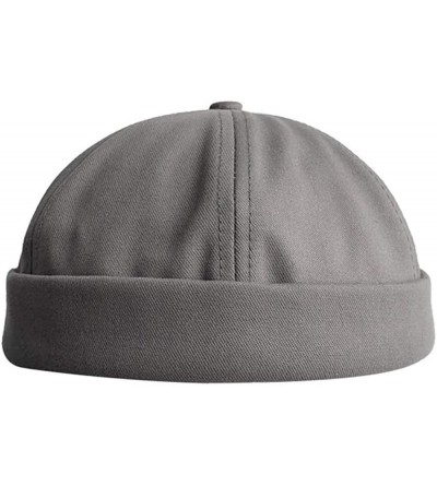 Skullies & Beanies Men Hats Docker Cap Hats Beanie Sailor Cap Worker Hat Rolled Cuff Retro Brimless Hat with Adjustable - A36...
