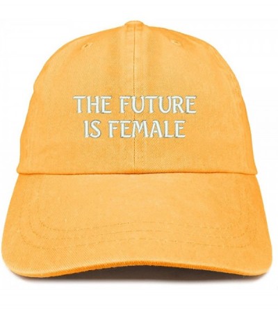 Baseball Caps The Future is Female Embroidered Soft Washed Cotton Adjustable Cap - Mango - C918CUELKDW $33.60