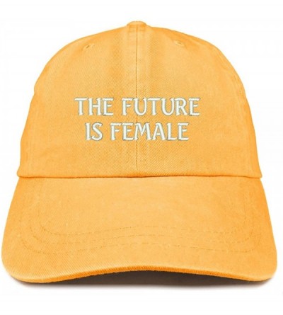 Baseball Caps The Future is Female Embroidered Soft Washed Cotton Adjustable Cap - Mango - C918CUELKDW $13.09