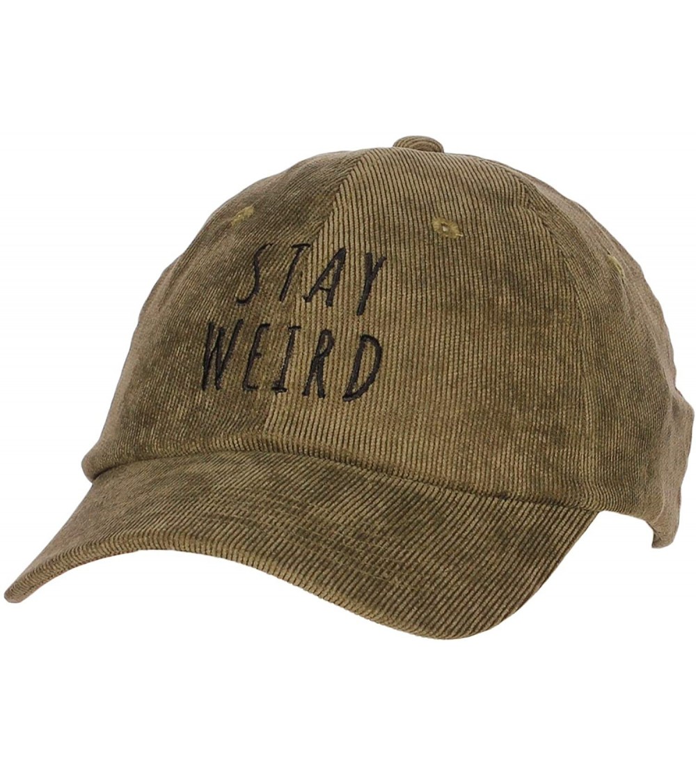 Baseball Caps Embroidery Classic Cotton Baseball Dad Hat Cap Various Design - Stay Weird Olive - CK186YHK2DX $12.04