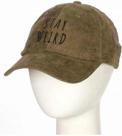 Baseball Caps Embroidery Classic Cotton Baseball Dad Hat Cap Various Design - Stay Weird Olive - CK186YHK2DX $12.04