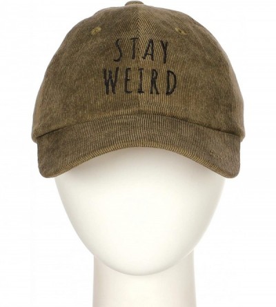 Baseball Caps Embroidery Classic Cotton Baseball Dad Hat Cap Various Design - Stay Weird Olive - CK186YHK2DX $12.04