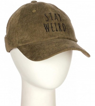 Baseball Caps Embroidery Classic Cotton Baseball Dad Hat Cap Various Design - Stay Weird Olive - CK186YHK2DX $12.04