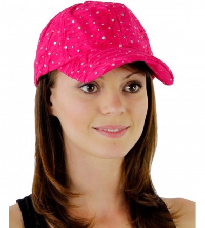 Baseball Caps Glitzy Game Sequin Trim Baseball Cap - Fuschia - C91162Y6I6Z $11.44