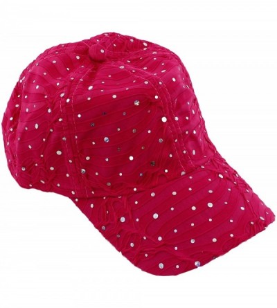 Baseball Caps Glitzy Game Sequin Trim Baseball Cap - Fuschia - C91162Y6I6Z $11.44