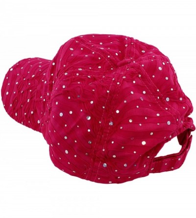 Baseball Caps Glitzy Game Sequin Trim Baseball Cap - Fuschia - C91162Y6I6Z $11.44