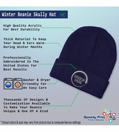 Skullies & Beanies Custom Beanie for Men & Women Cello Music Embroidery Acrylic Skull Cap Hat - Navy - CC18ZS3TMGL $16.97