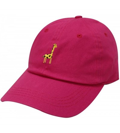 Baseball Caps Giraffe Cotton Baseball Dad Caps - Fuchsia - CT182W8KZTQ $12.44