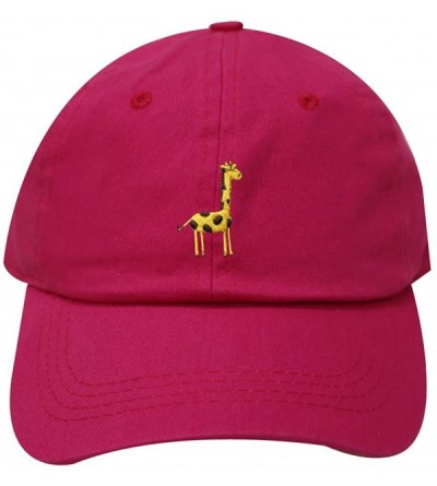 Baseball Caps Giraffe Cotton Baseball Dad Caps - Fuchsia - CT182W8KZTQ $12.44