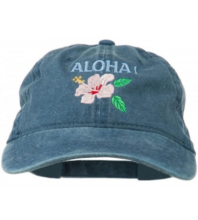 Baseball Caps Hawaii Flower Aloha Embroidered Washed Cap - Blue - CU11RNPI5SV $43.87