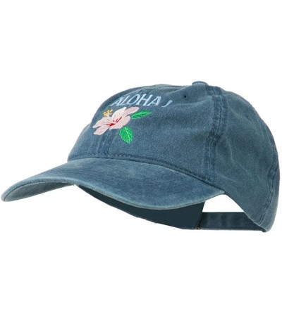 Baseball Caps Hawaii Flower Aloha Embroidered Washed Cap - Blue - CU11RNPI5SV $21.34