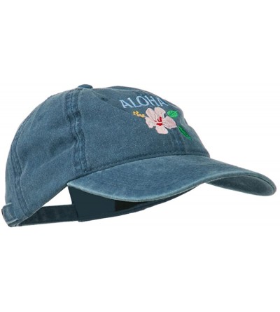 Baseball Caps Hawaii Flower Aloha Embroidered Washed Cap - Blue - CU11RNPI5SV $21.34